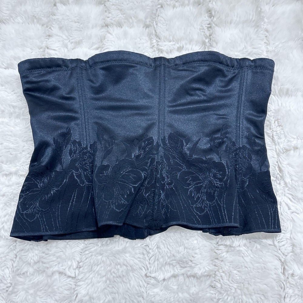Flexees Women's Black Floral Boned Corset Shapewear‎ Size L